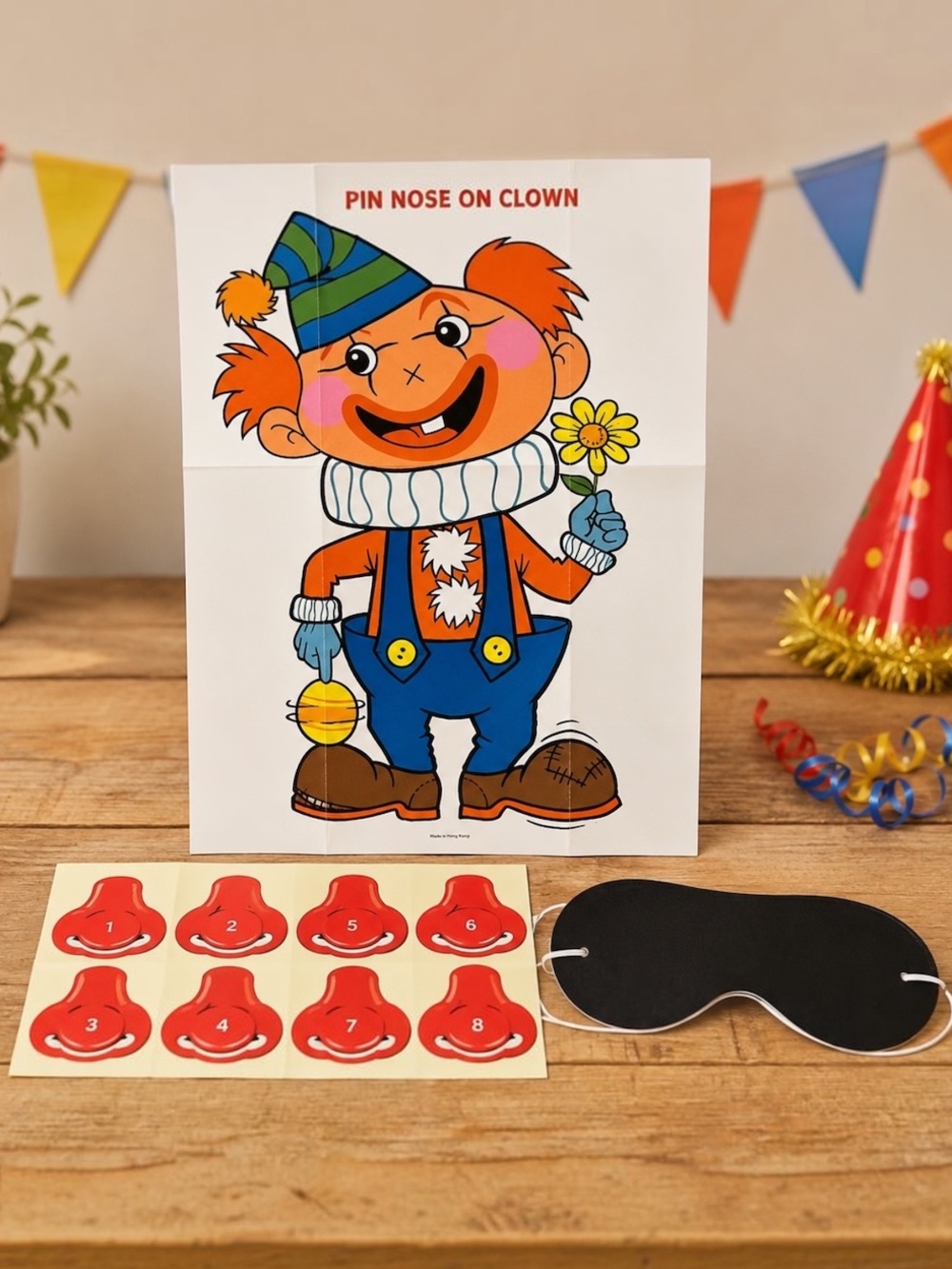 Vintage Pin the Nose on the Clown Game NOS Sealed Hong Kong Party Favors 21”